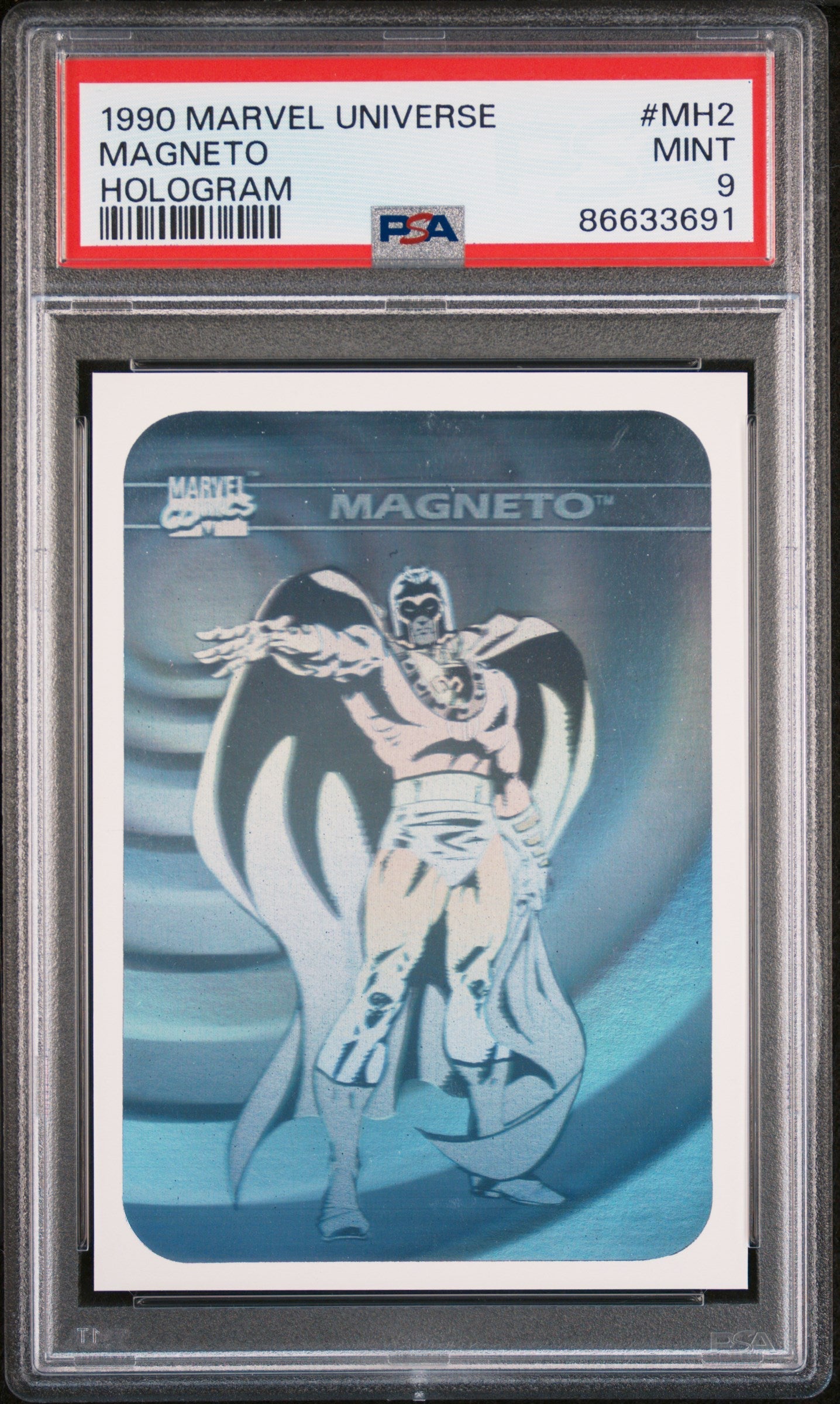 1990 MARVEL UNIVERSE HOLOGRAM MAGNETO HOLOGRAM #MH2 - PSA 9