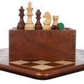19" Inlaid Tournament Chessboard Set in Golden Rosewood & Storage Box