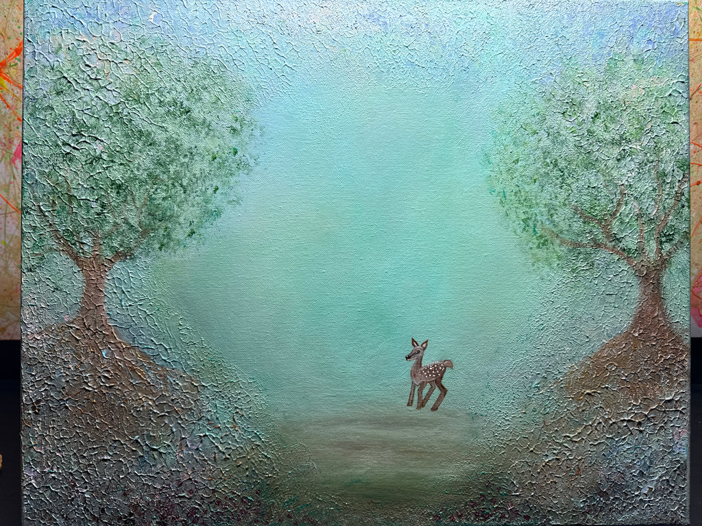 “The Stag” Original Metallic Acrylic Canvas