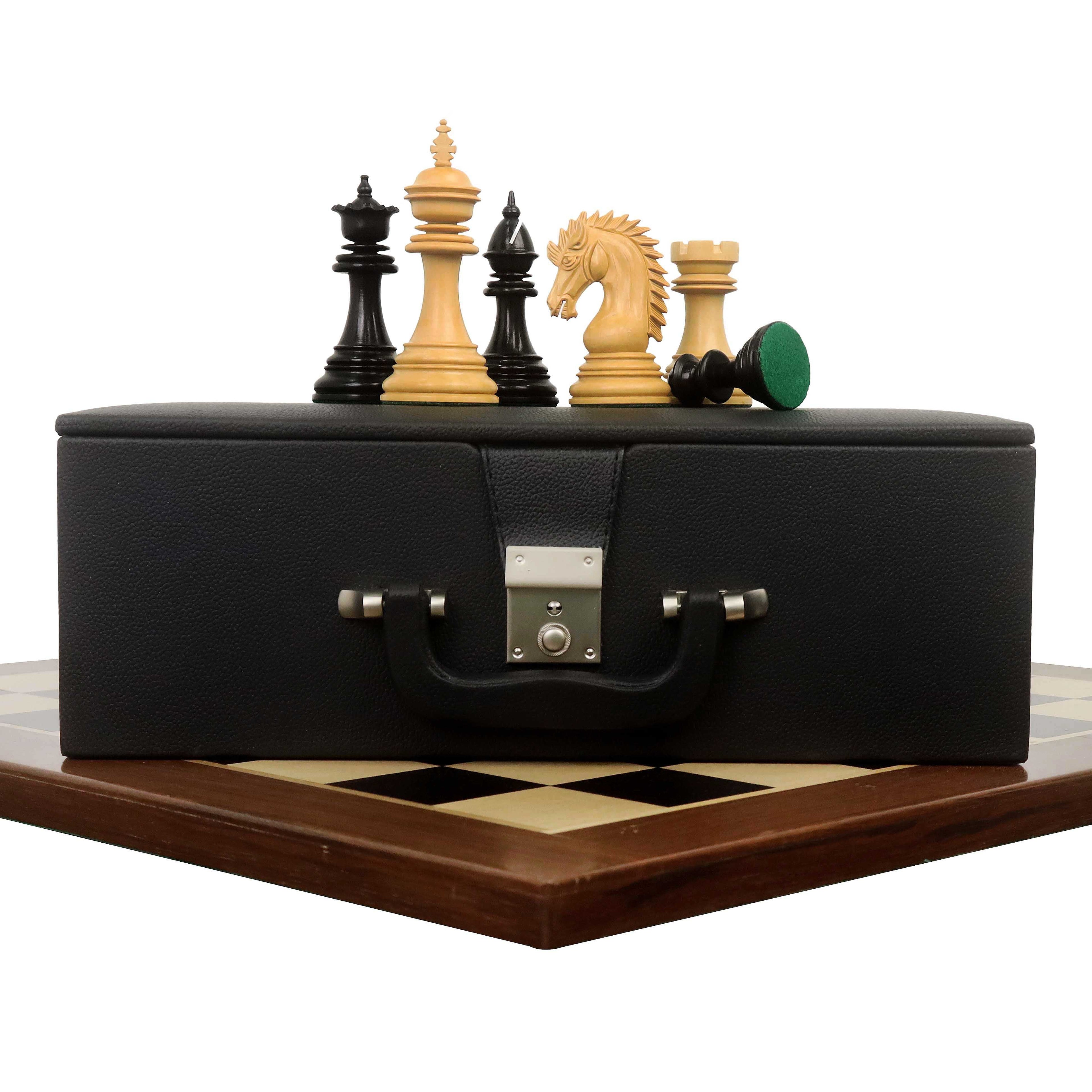 23” Dragon Luxury Ebonised Boxwood 4.4” King Staunton Pieces & Storage Box