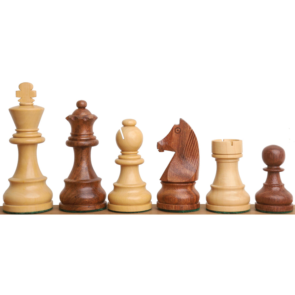 19" Inlaid Tournament Chessboard Set in Golden Rosewood & Storage Box