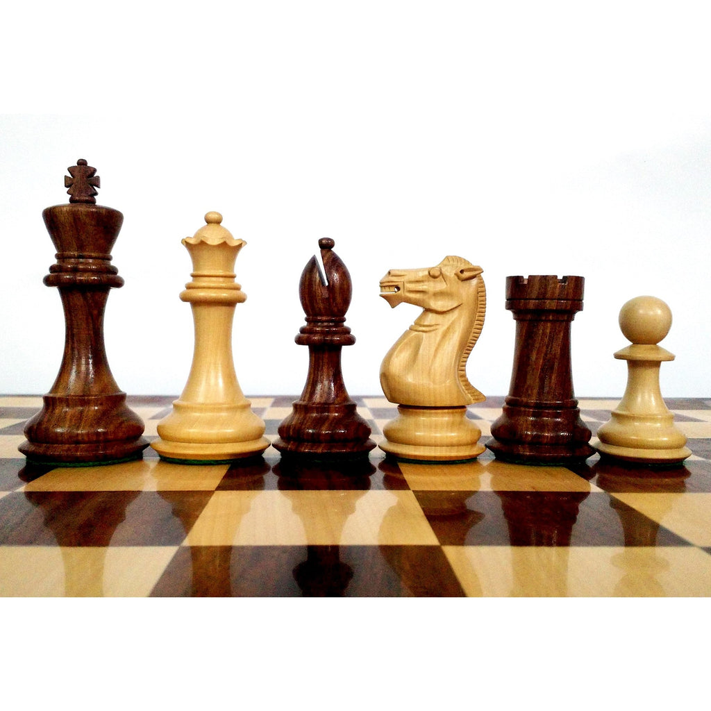 21” Concave Inlay Golden Rosewood Chessboard 4.1” Pro Staunton Weighted Pieces & Storage Box