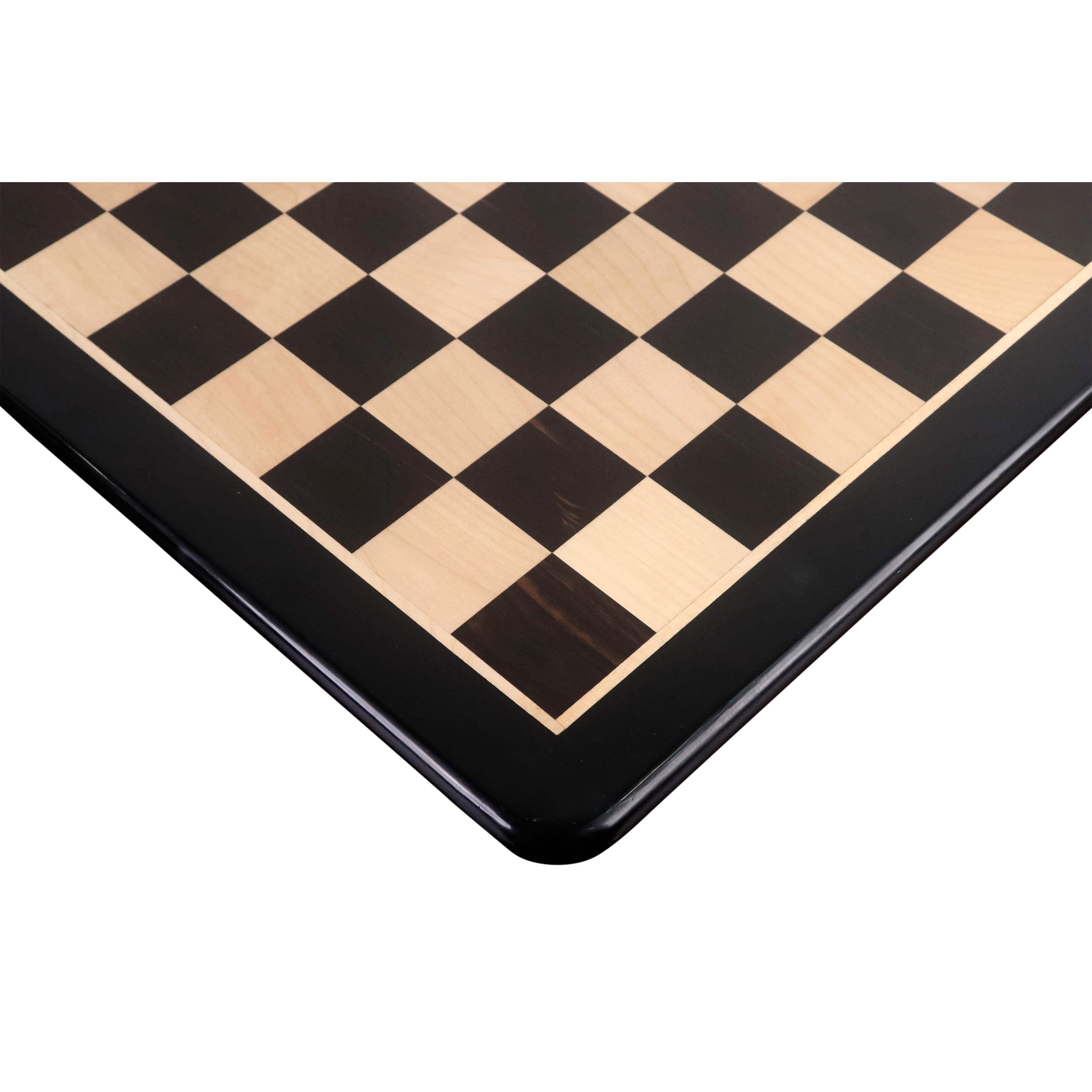 21" Inlaid Ebony & Maple Wood Chess Board 2.18” Square (55 mm)