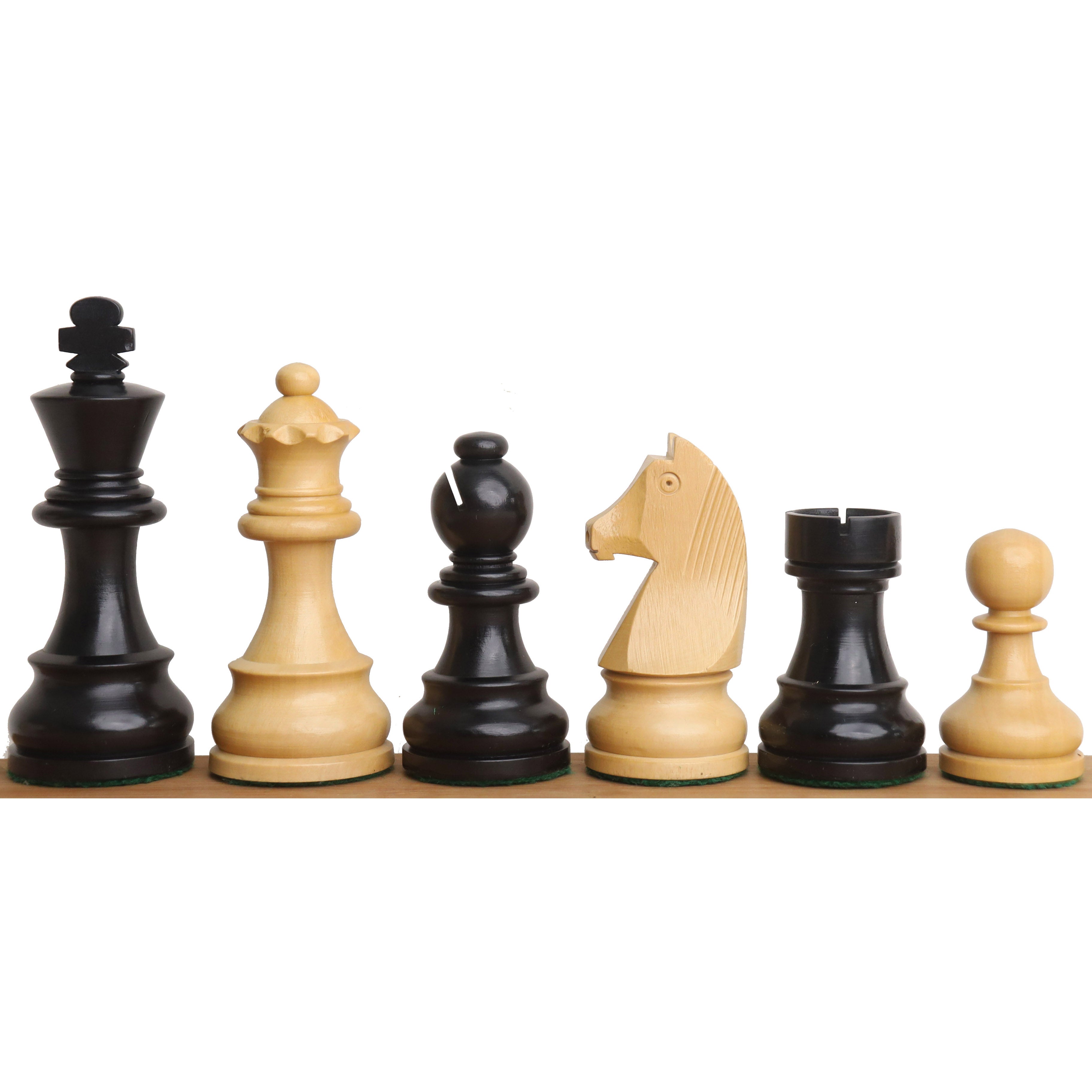 3.9" Tournament Chess Set (Chess Pieces Only) Ebonised Boxwood with Extra Queens