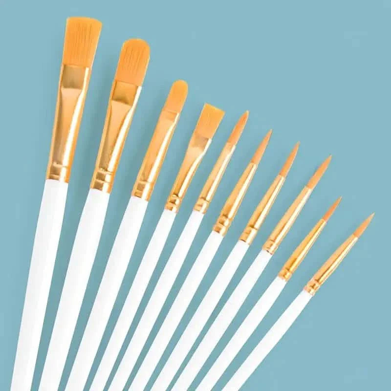 10 Piece Nylon Paintbrush Kit