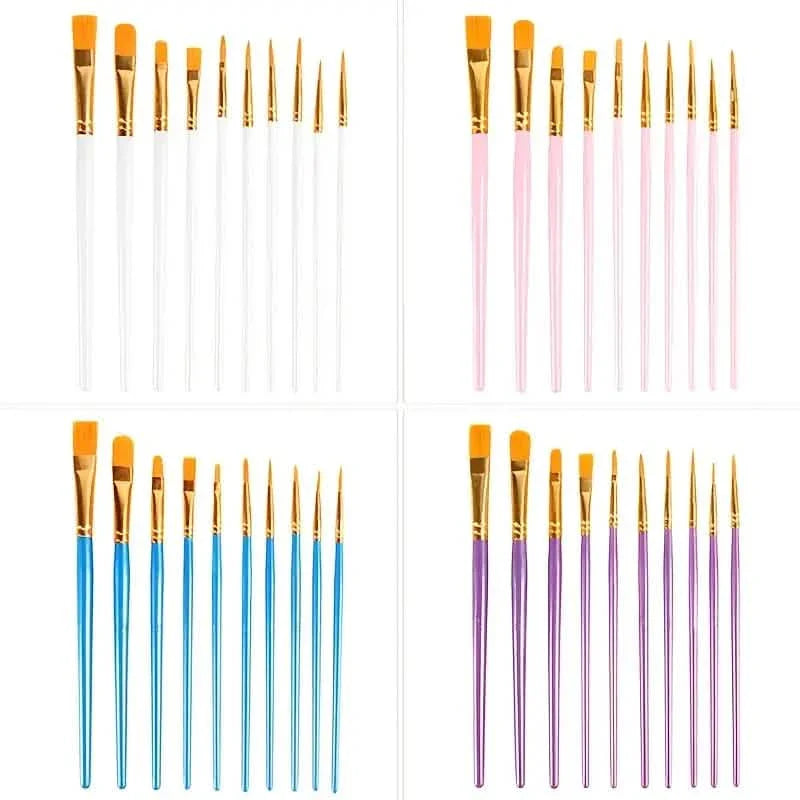 10 Piece Nylon Paintbrush Kit