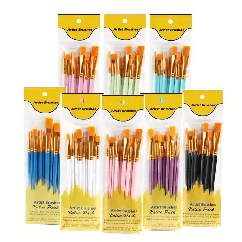 10 Piece Nylon Paintbrush Kit
