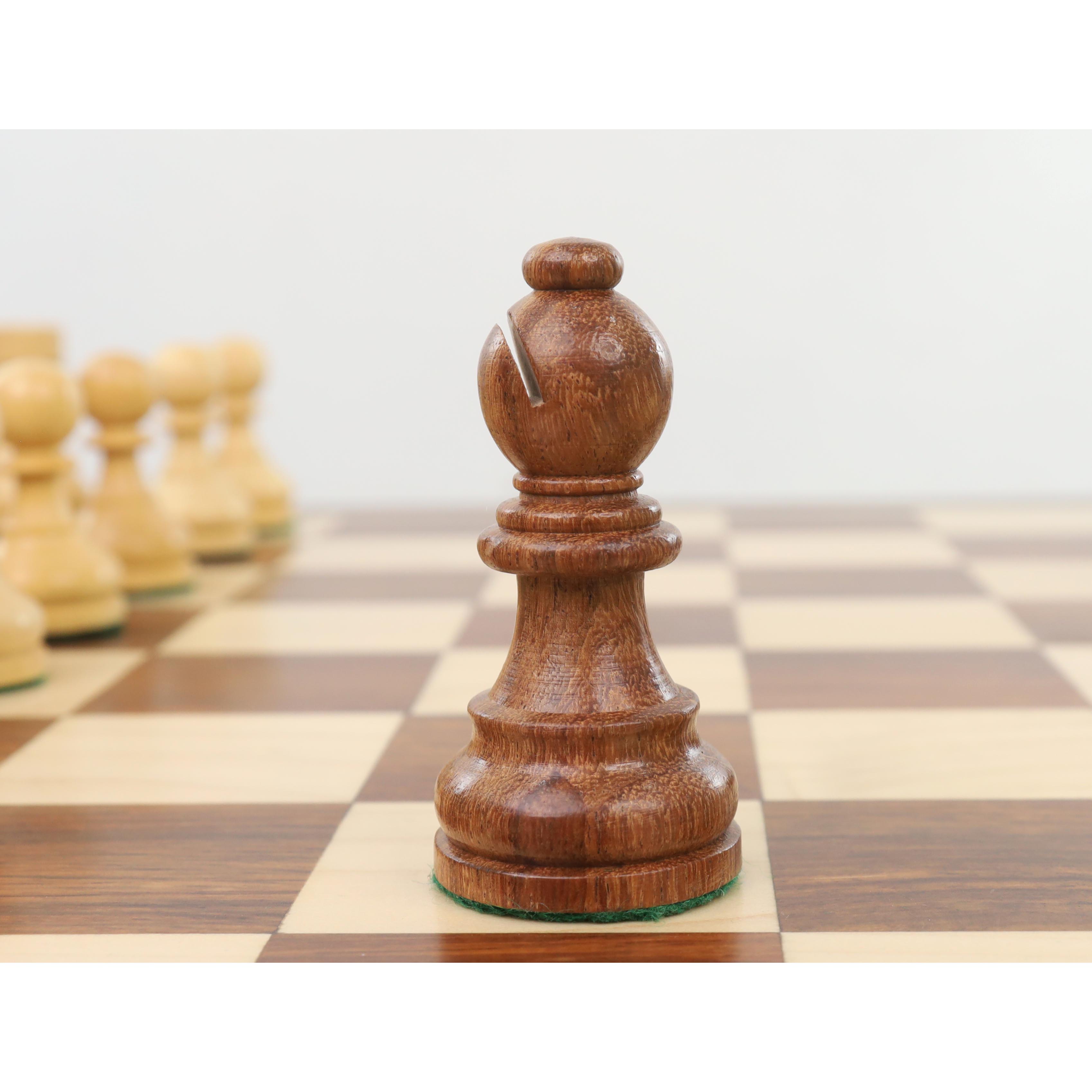 19" Inlaid Tournament Chessboard Set in Golden Rosewood & Storage Box