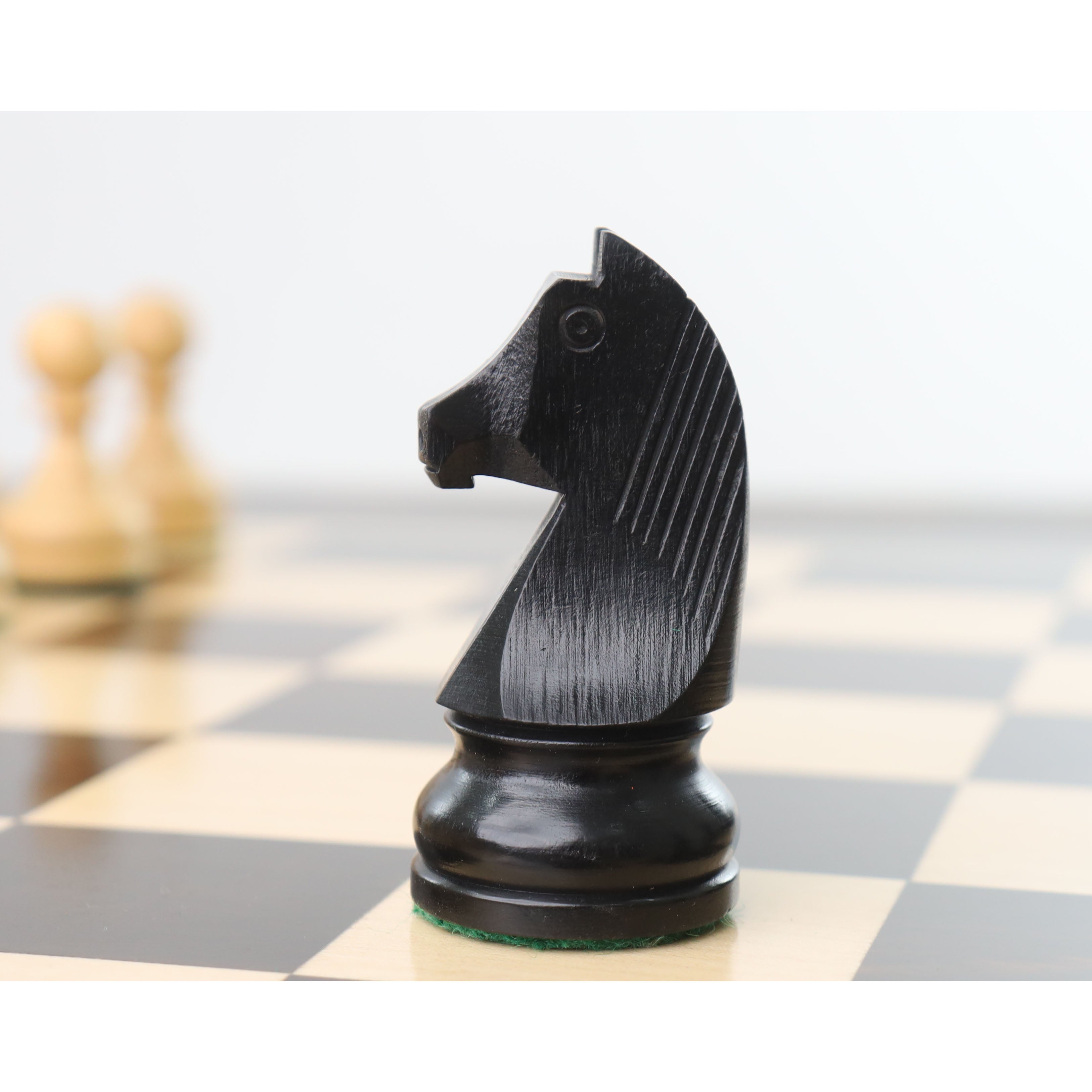 3.9" Tournament Chess Set (Chess Pieces Only) Ebonised Boxwood with Extra Queens
