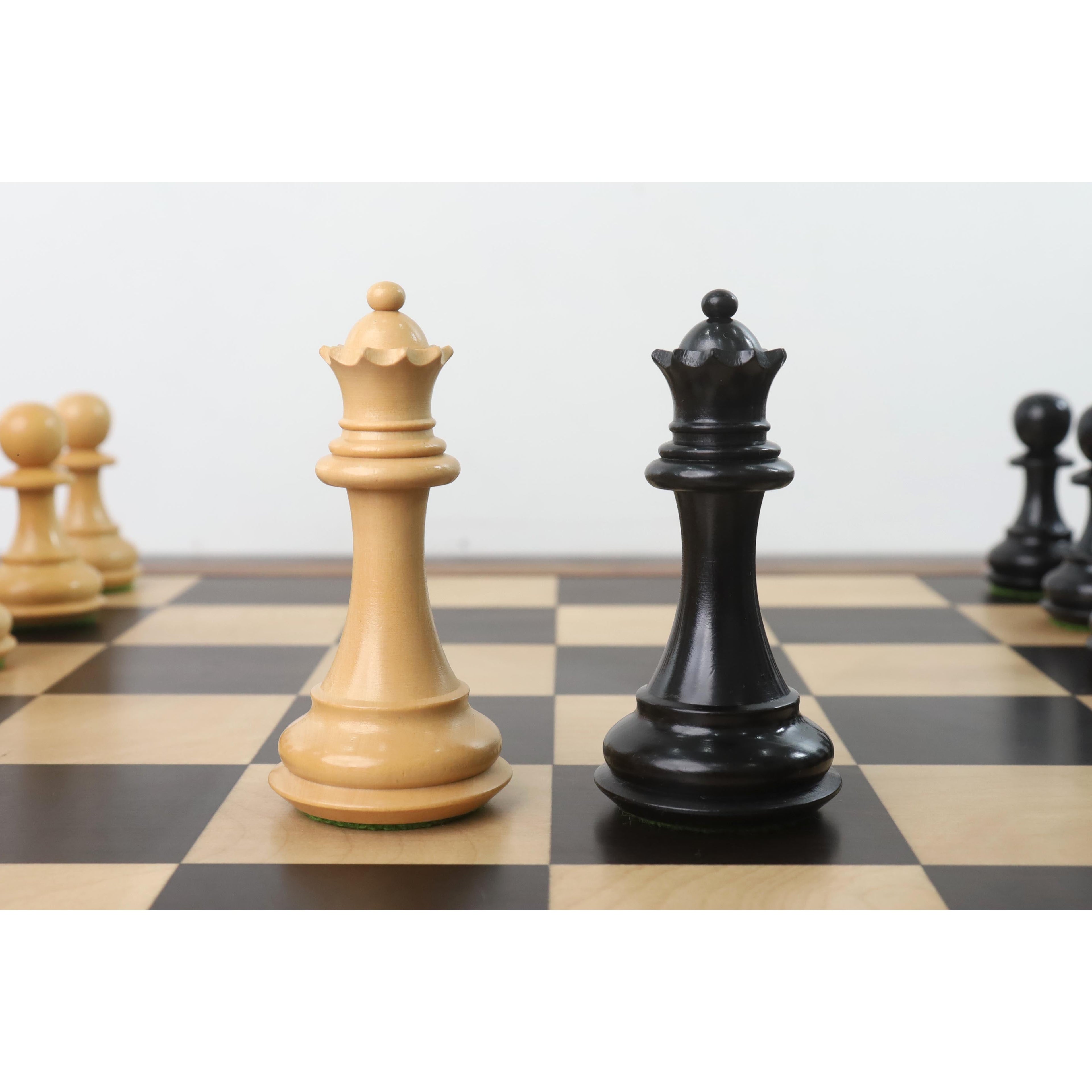 4.1" Ebonised Professional Staunton Weighted Chess Set (Chess Pieces Only) w/4 Queens