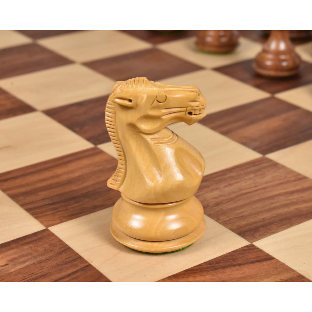 15.7” Golden Rosewood Borderless Minimalist Chessboard Set 3.6" Professional Staunton Pieces & Storage Box