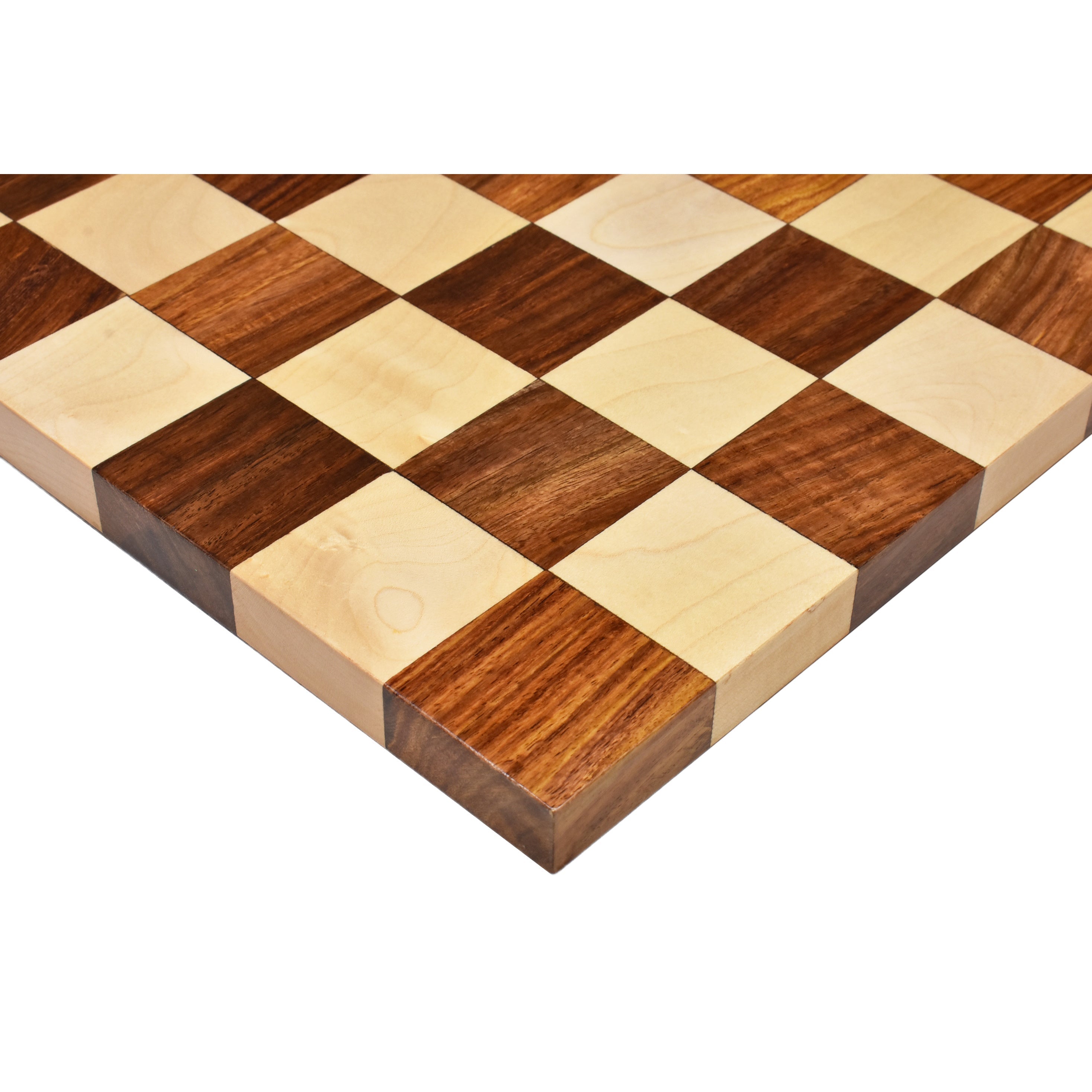 15.7” Golden Rosewood Borderless Minimalist Chessboard Set 3.6" Professional Staunton Pieces & Storage Box