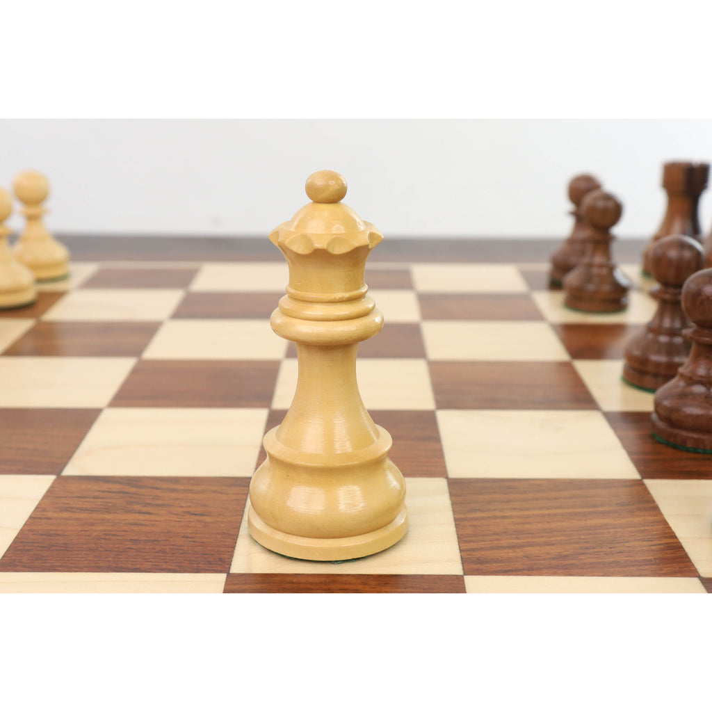 3.9" Tournament Chess Set (Chess Pieces Only) Golden Rosewood with Extra Queens