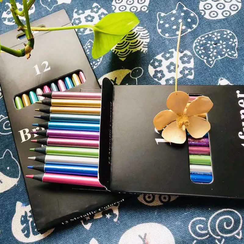12 Piece Metallic Colored Pencils