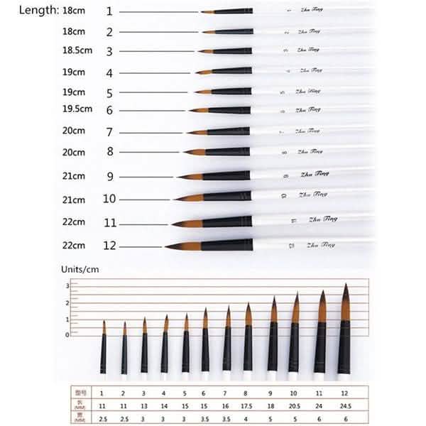 12 Piece Watercolor Paint Brush Kit
