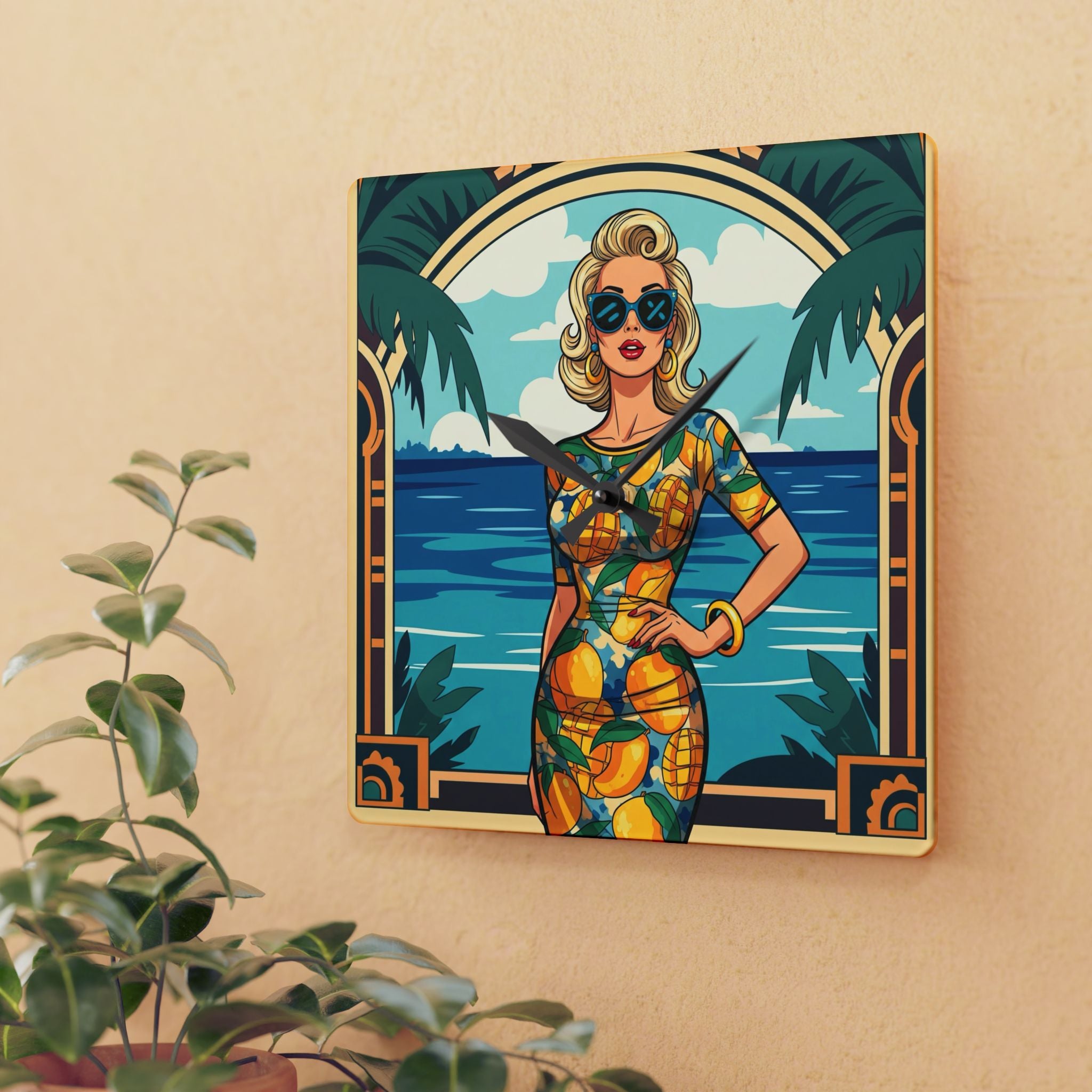 “Ellie” Mango Tango Acrylic Wall Clock