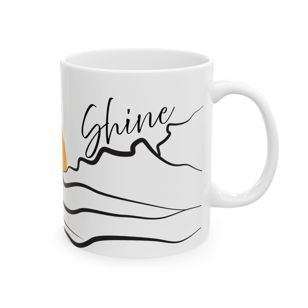 “Grind & Shine” Ceramic Coffee Mug