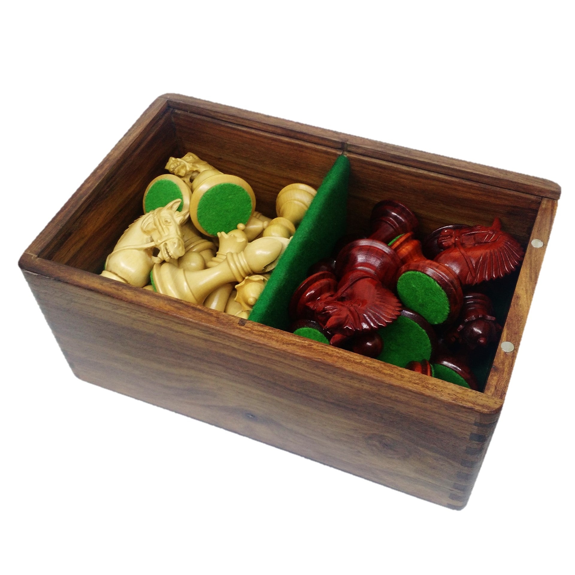 15.7” Golden Rosewood Borderless Minimalist Chessboard Set 3.6" Professional Staunton Pieces & Storage Box