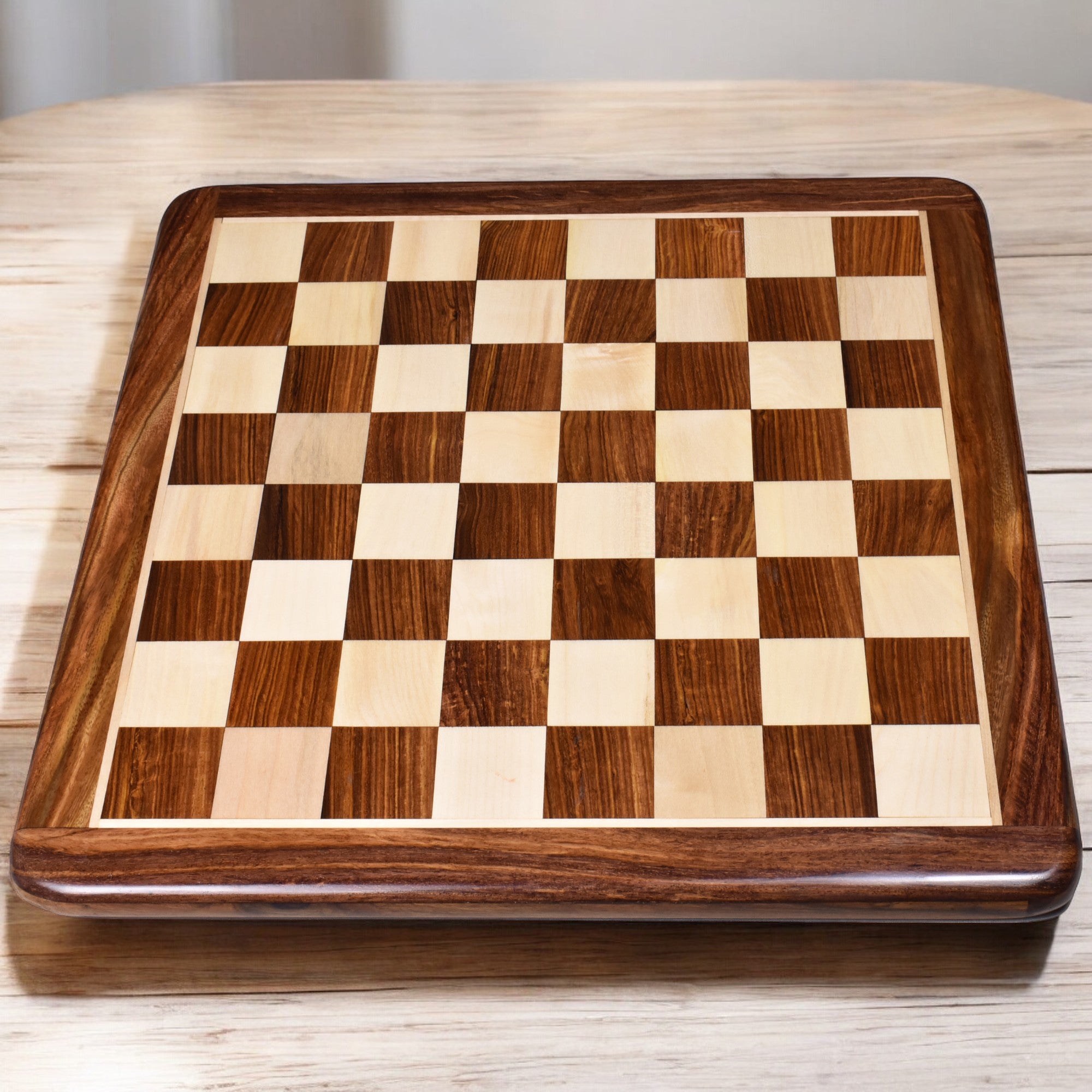 17" Inlaid Golden Rosewood & Maple Chessboard 1.77” ~ 45mm Square