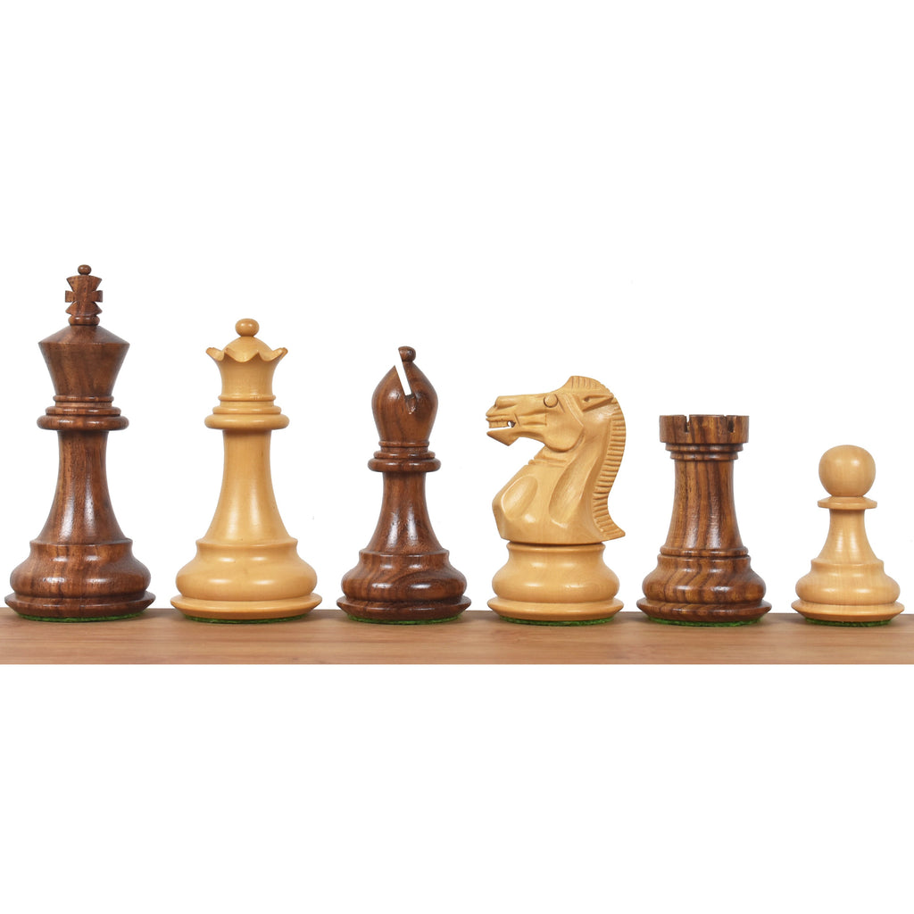 15.7” Golden Rosewood Borderless Minimalist Chessboard Set 3.6" Professional Staunton Pieces & Storage Box