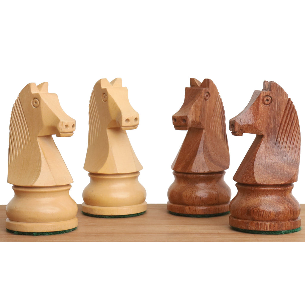 19" Inlaid Tournament Chessboard Set in Golden Rosewood & Storage Box