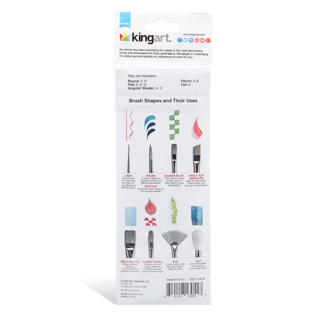 Studio Mixed Media White Bristle Brush Set 10 pc