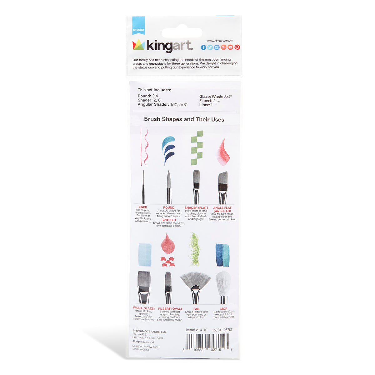 Studio Mixed Media White Nylon Brush Set 10 pc