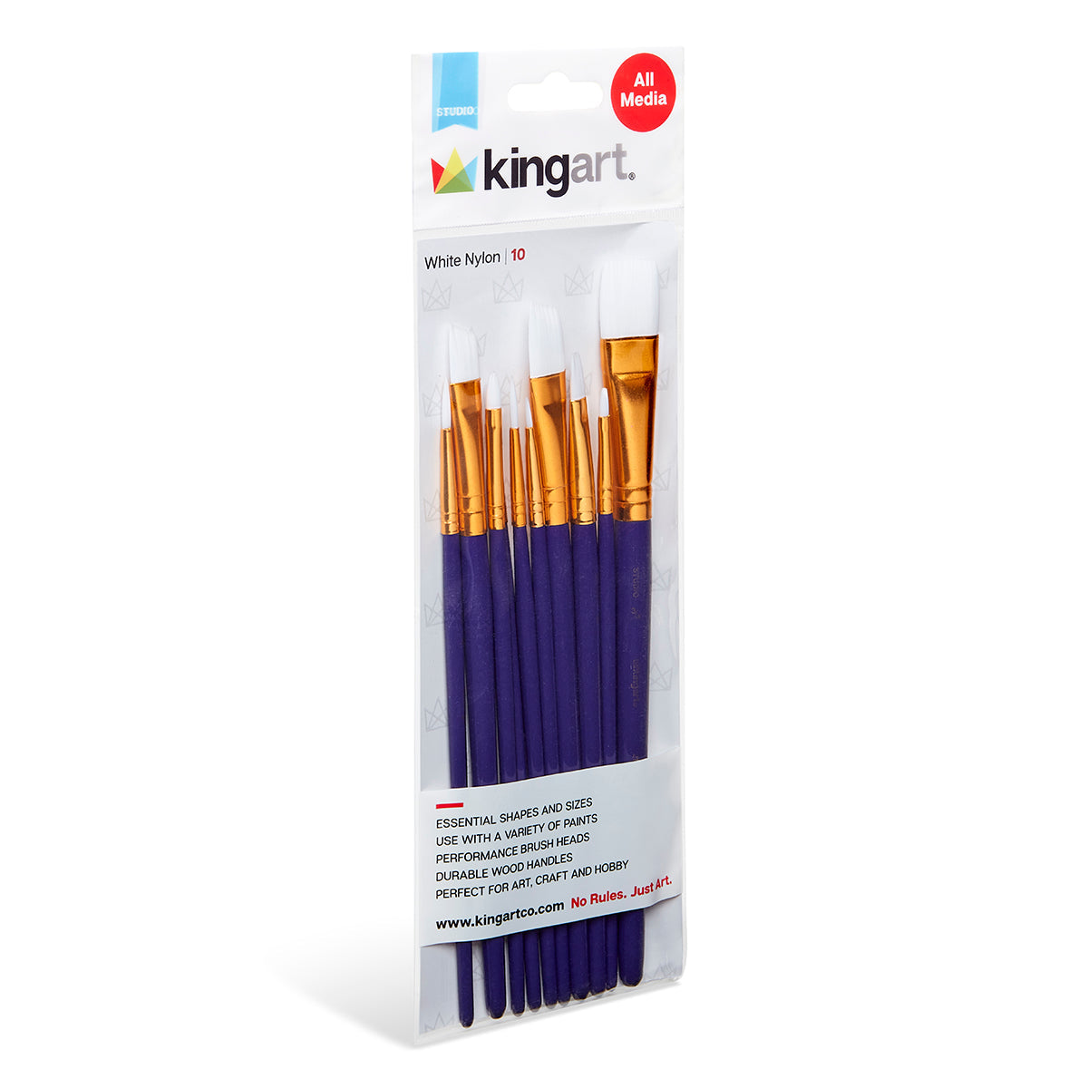 Studio Mixed Media White Nylon Brush Set 10 pc