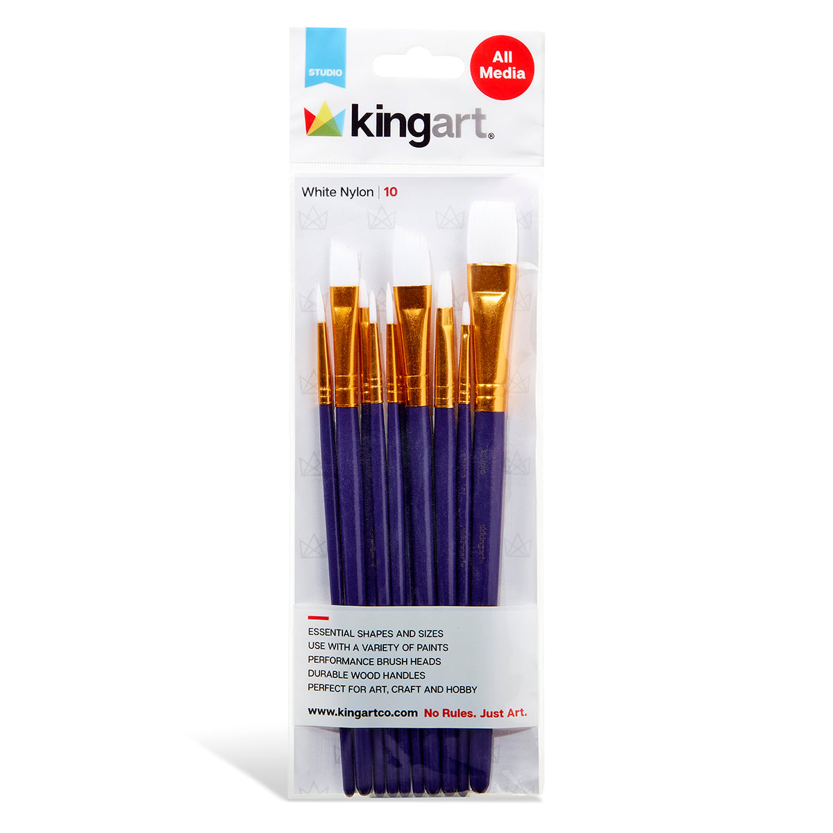 Studio Mixed Media White Nylon Brush Set 10 pc
