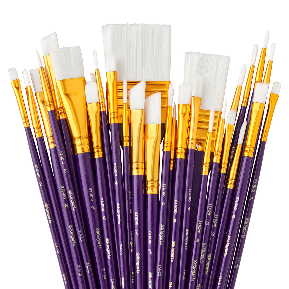 30 pc Studio Mixed Media White Nylon Brush Set
