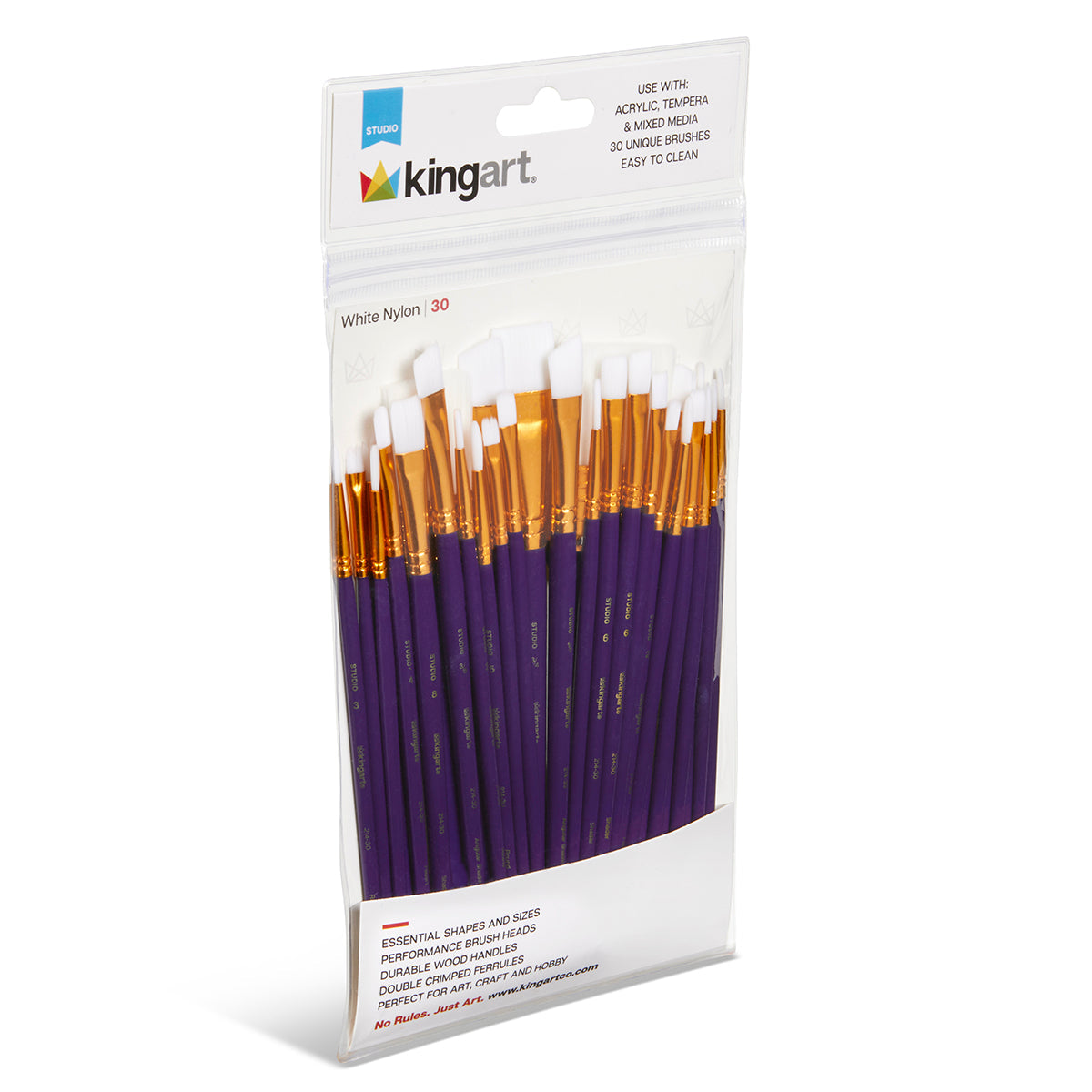 30 pc Studio Mixed Media White Nylon Brush Set