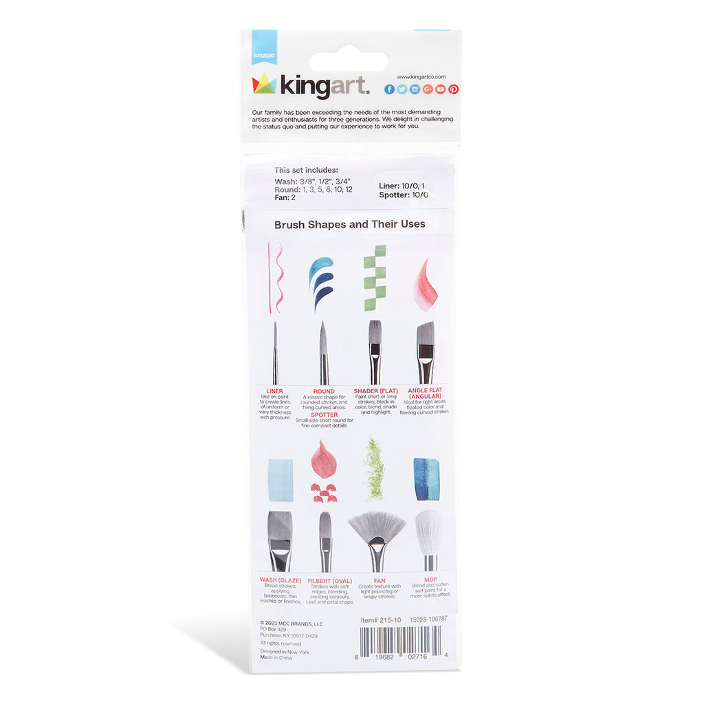 Studio Mixed Media Black Nylon Brush Set 10 pc