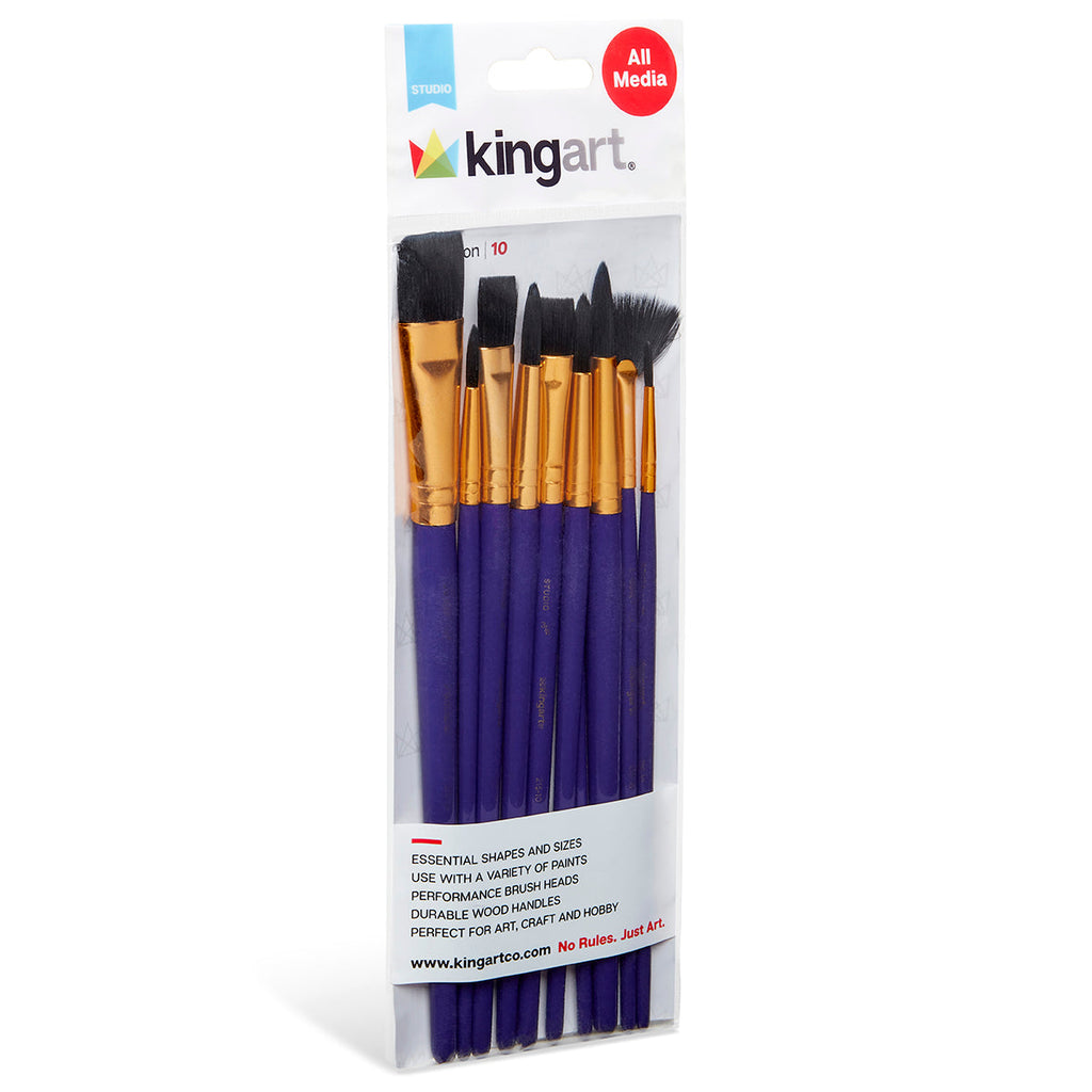 Studio Mixed Media Black Nylon Brush Set 10 pc
