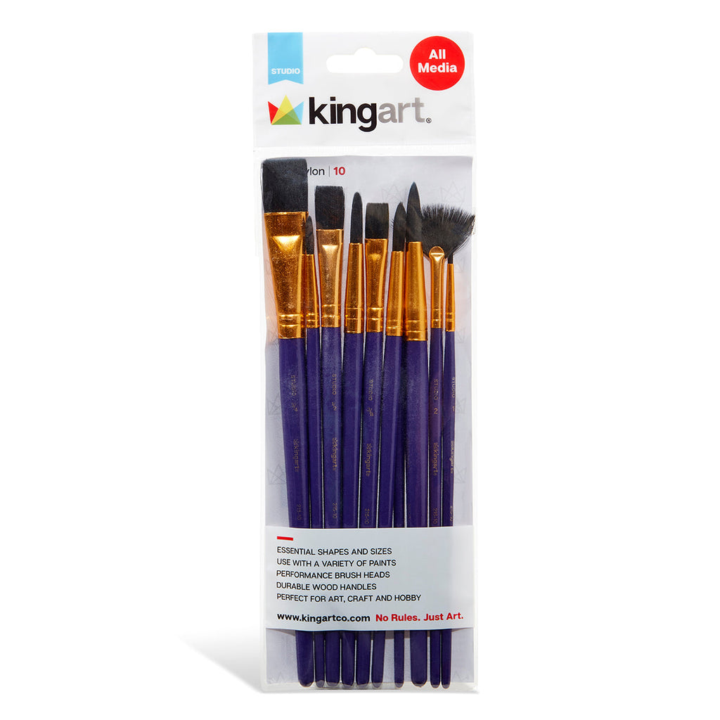 Studio Mixed Media Black Nylon Brush Set 10 pc