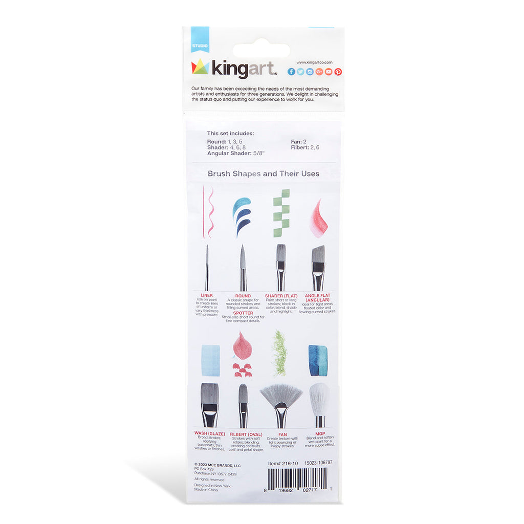 Studio Mixed Media Gold Nylon Brush Set 10 pc
