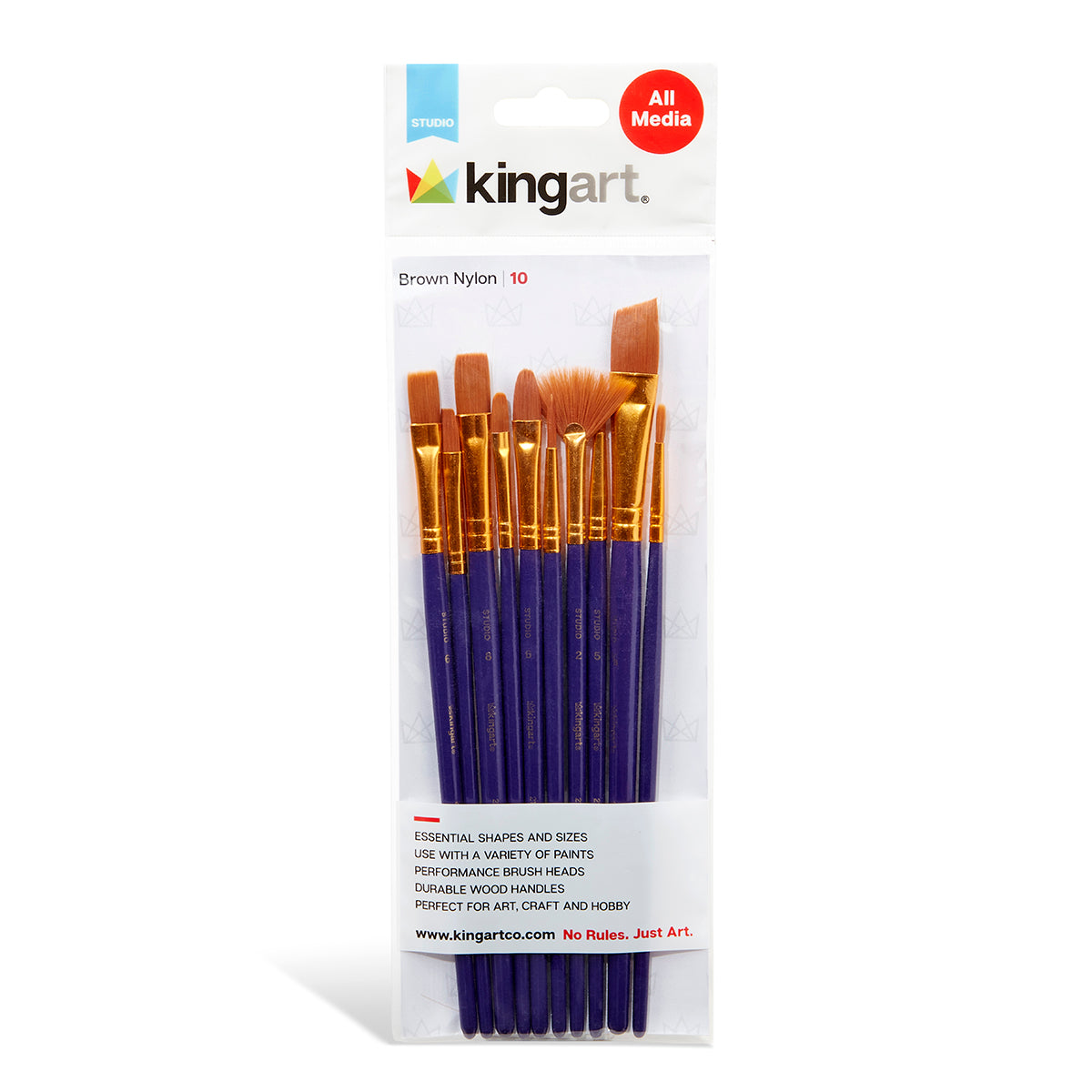 Studio Mixed Media Gold Nylon Brush Set 10 pc