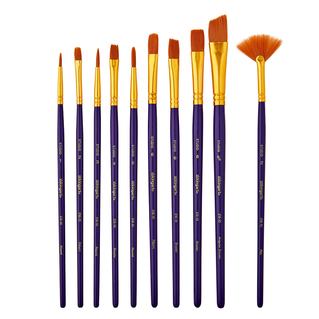 Studio Mixed Media Gold Nylon Brush Set 10 pc