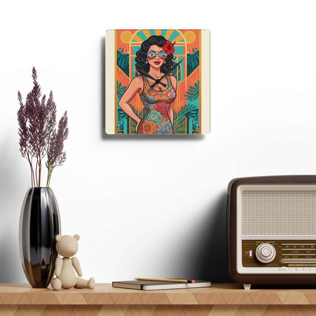 “Allie Rose” Succulent Acrylic Wall Clock