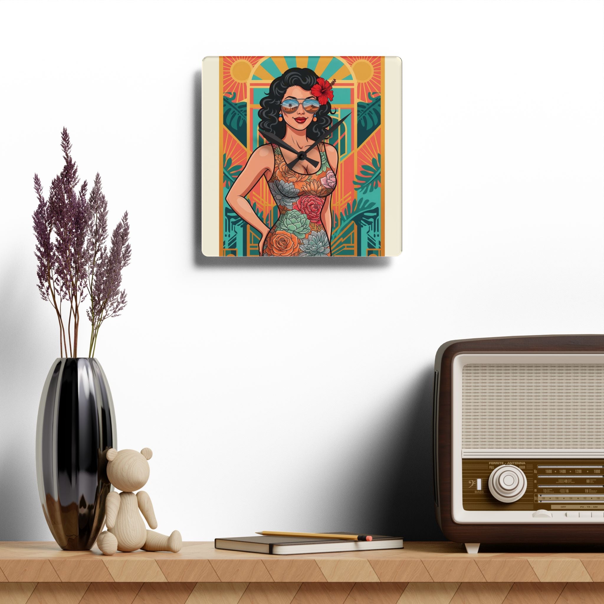 “Allie Rose” Succulent Acrylic Wall Clock