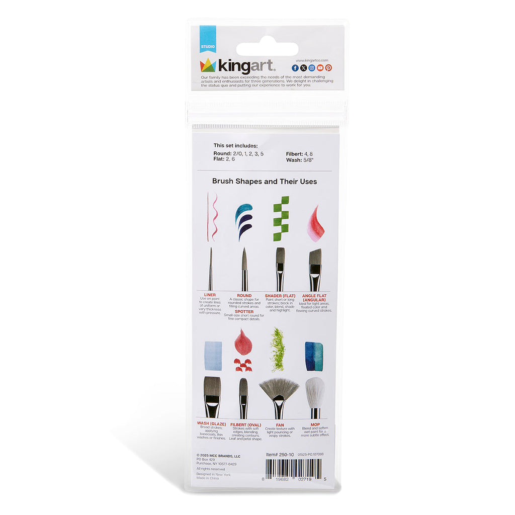 Studio Mixed Media Gold Nylon Brush Set  10 pc
