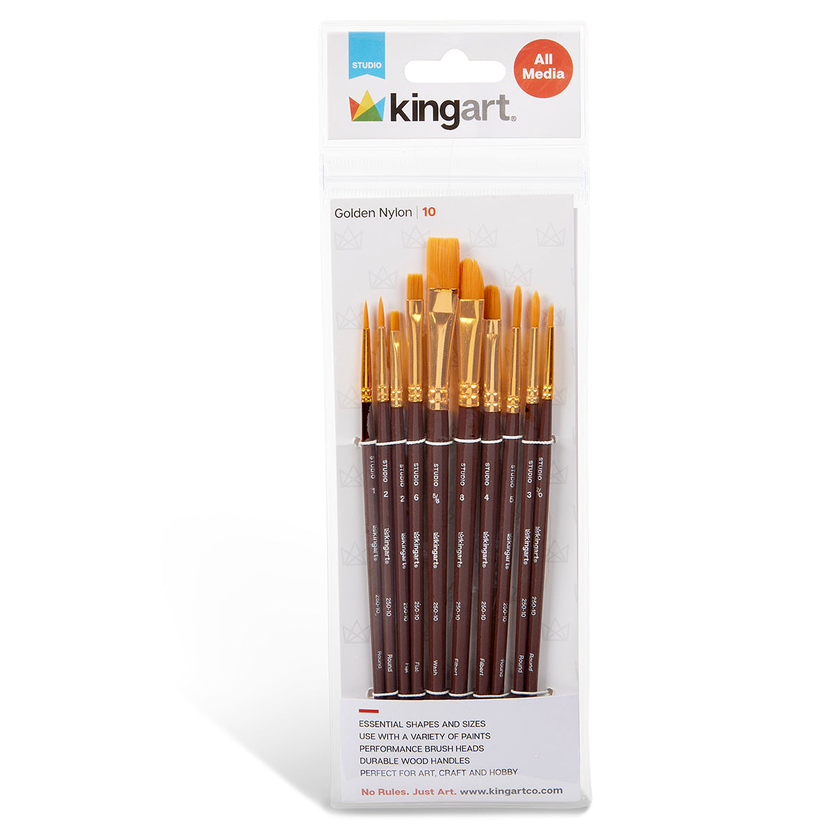 Studio Mixed Media Gold Nylon Brush Set  10 pc