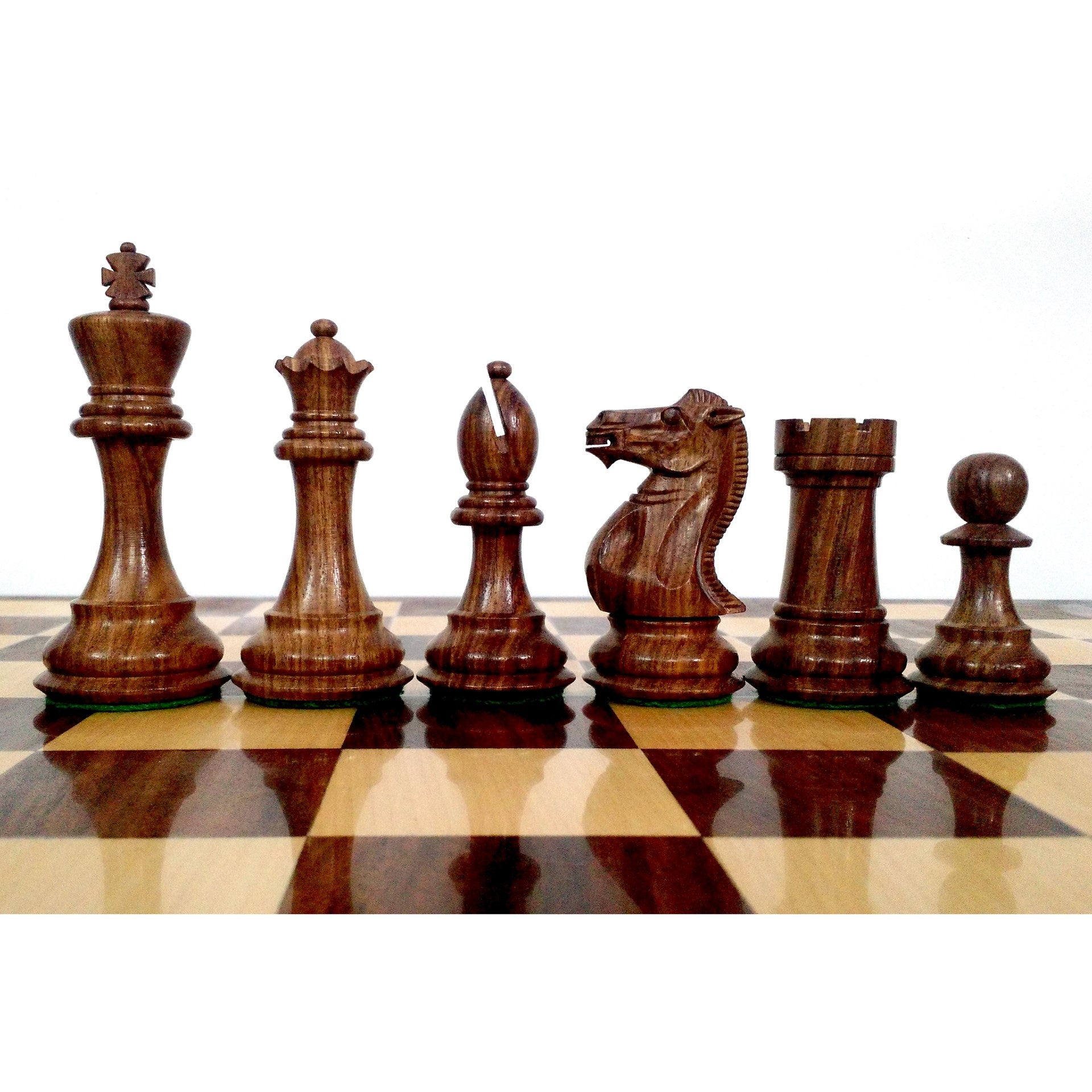4.1" Golden Rosewood Pro Staunton Weighted Chess Set (Chess Pieces Only) w/4 Queens