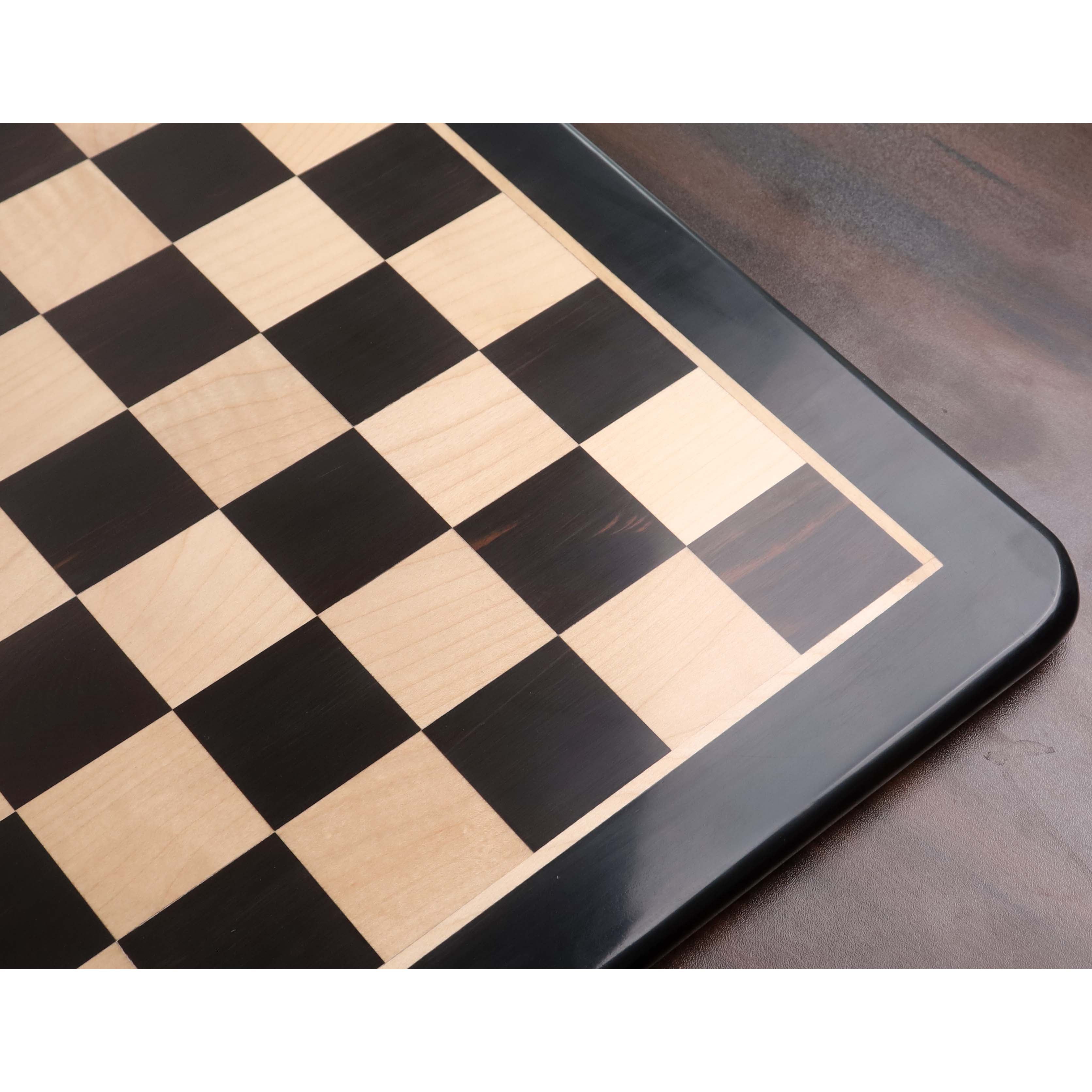 21" Inlaid Ebony & Maple Wood Chess Board 2.18” Square (55 mm)