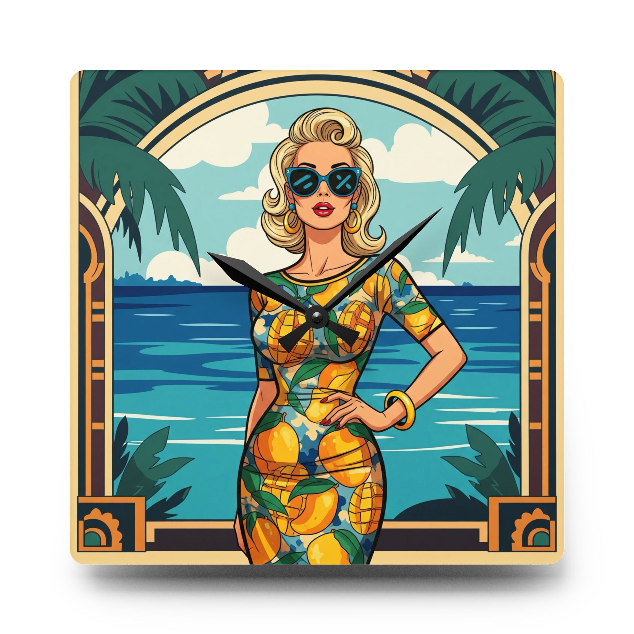 “Ellie” Mango Tango Acrylic Wall Clock
