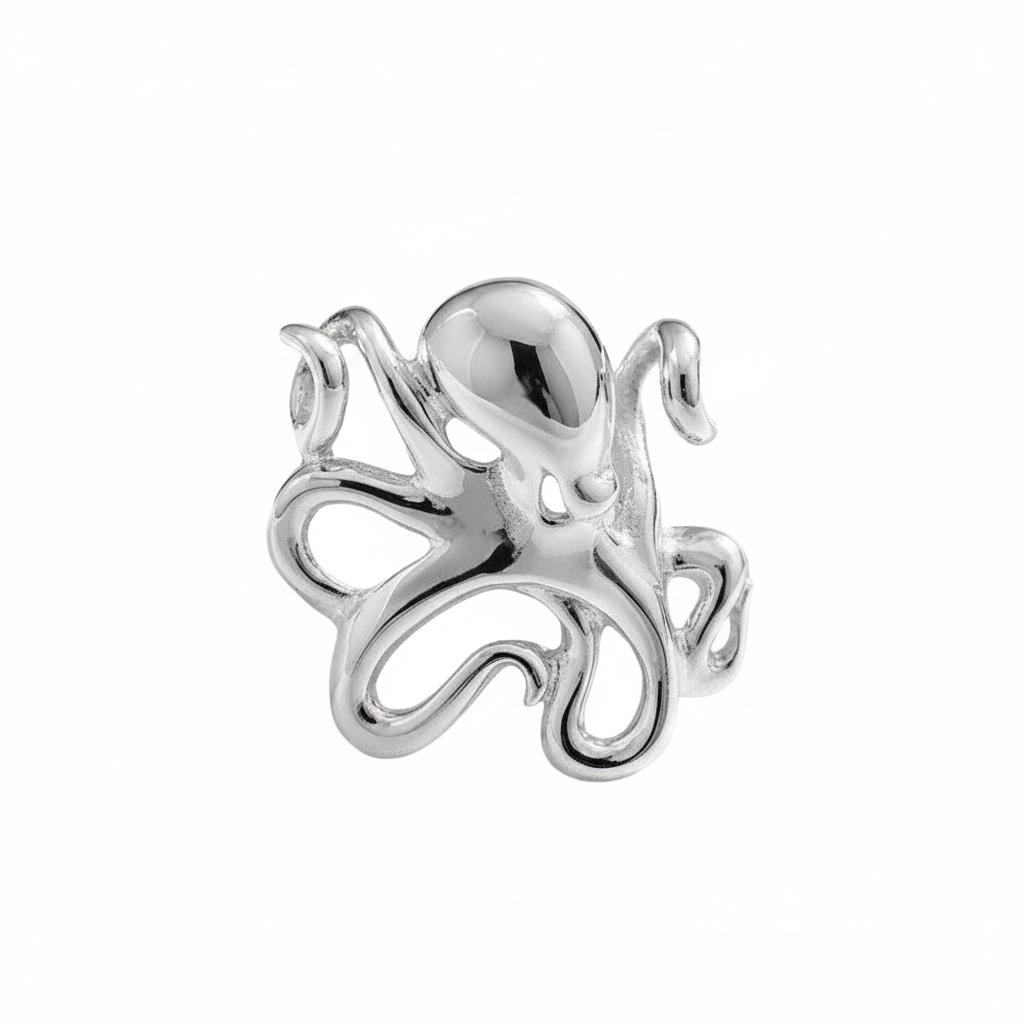 3D Silver octopus pendant necklace