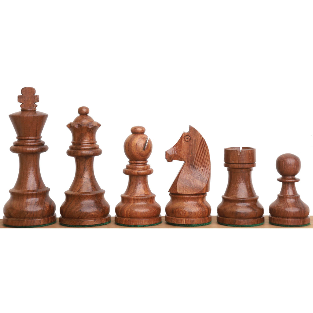 19" Inlaid Tournament Chessboard Set in Golden Rosewood & Storage Box