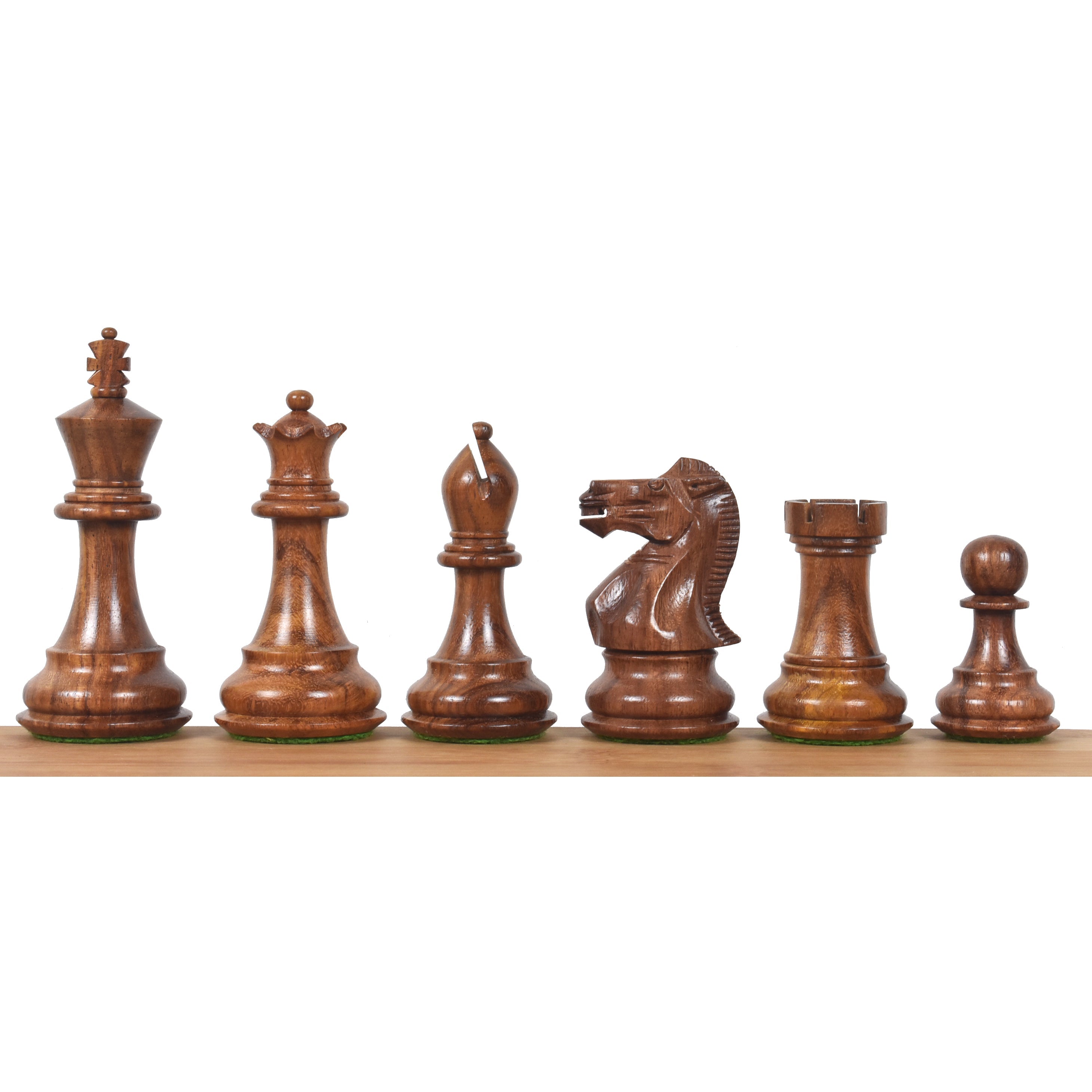 15.7” Golden Rosewood Borderless Minimalist Chessboard Set 3.6" Professional Staunton Pieces & Storage Box
