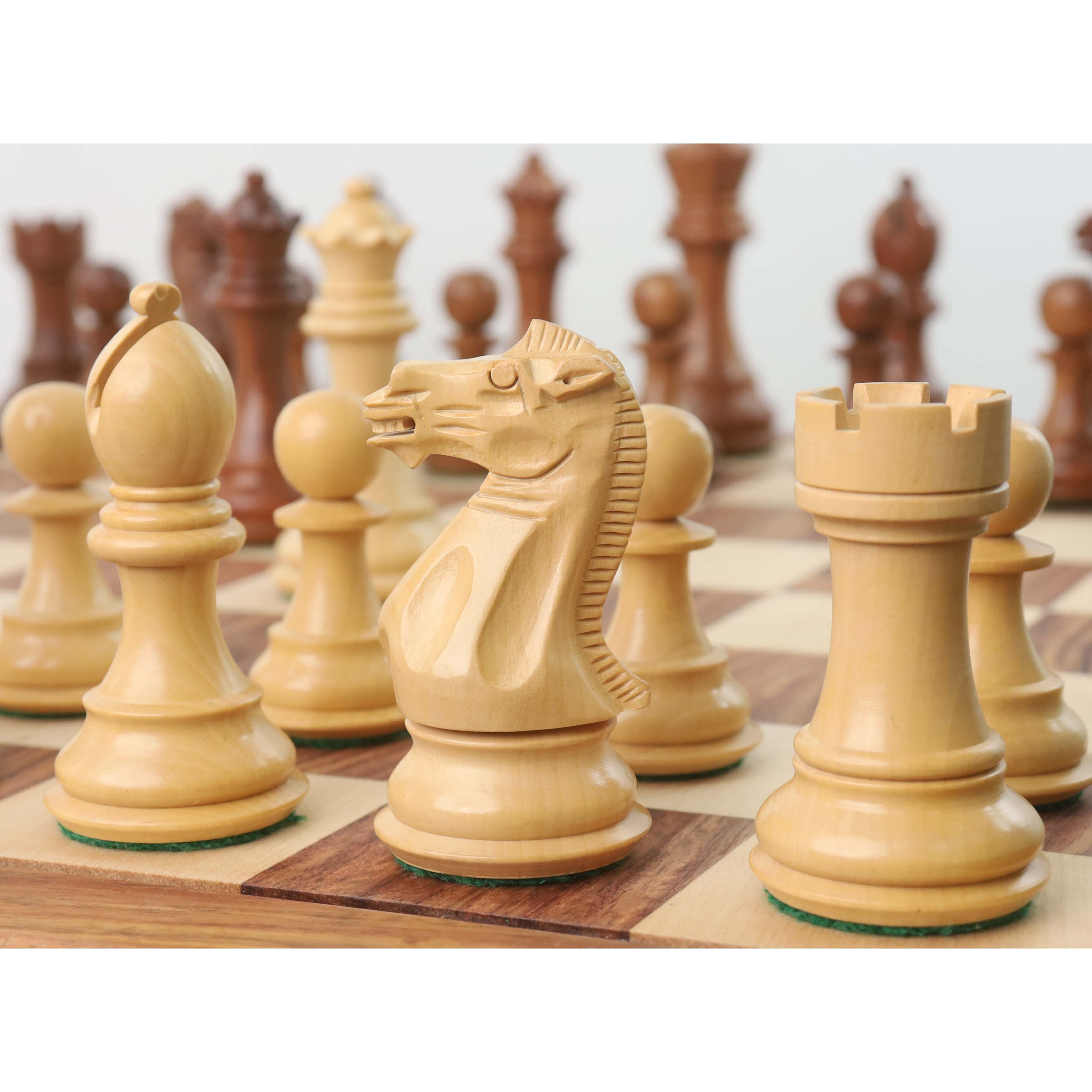 21” Concave Inlay Golden Rosewood Chessboard 4.1” Pro Staunton Weighted Pieces & Storage Box