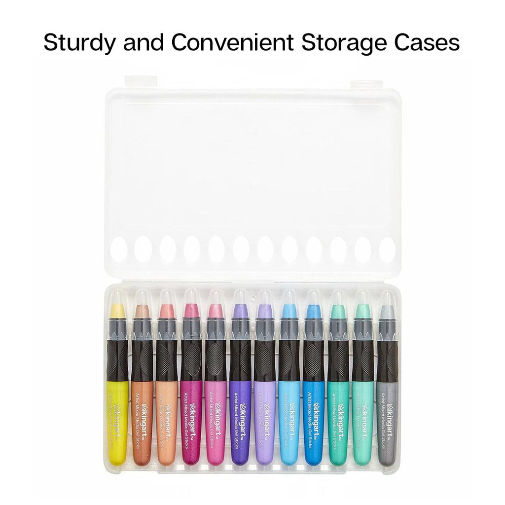 KINGART Metallic Gel Stick Crayons Mixed Media 12 Colors