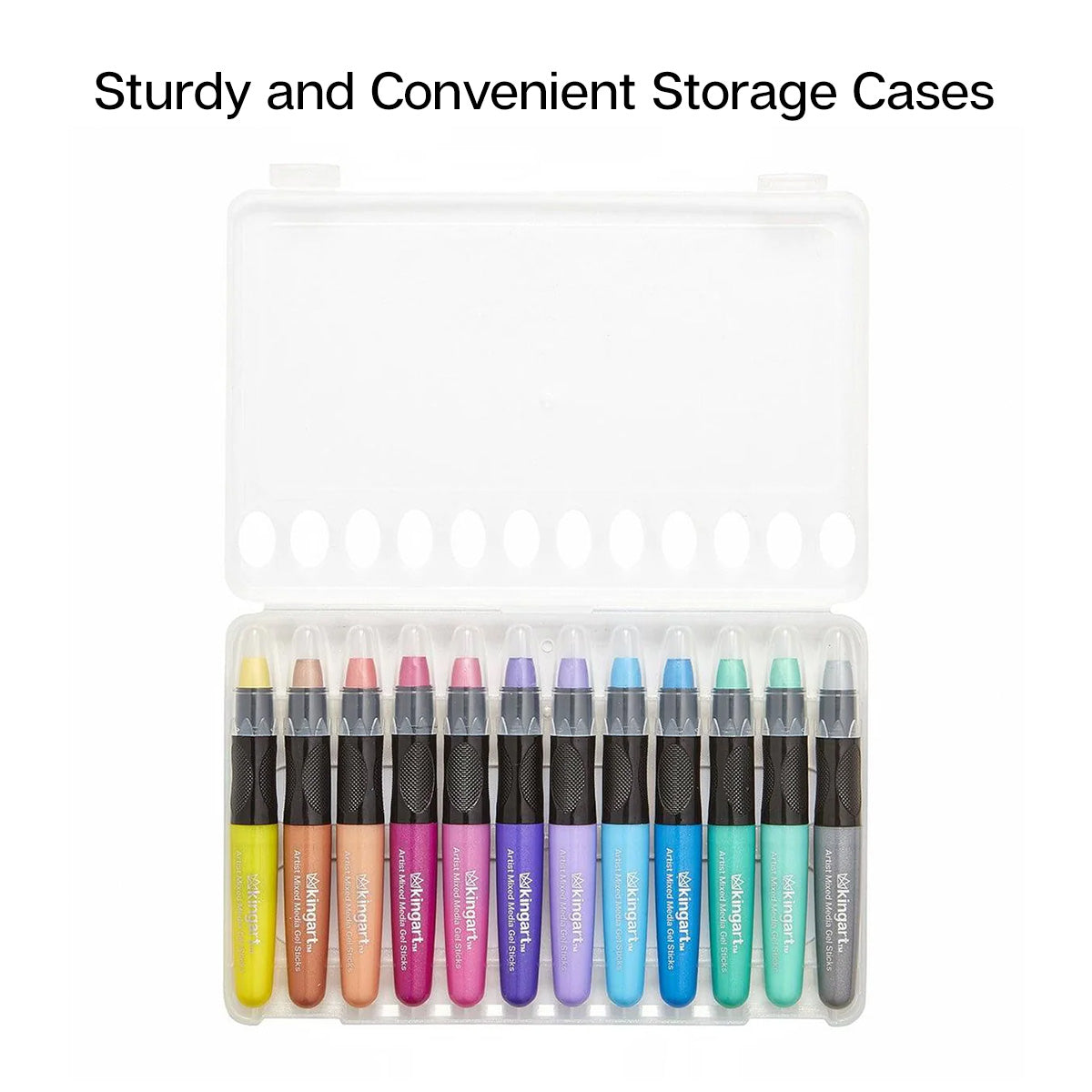 KINGART Metallic Gel Stick Crayons Mixed Media 12 Colors
